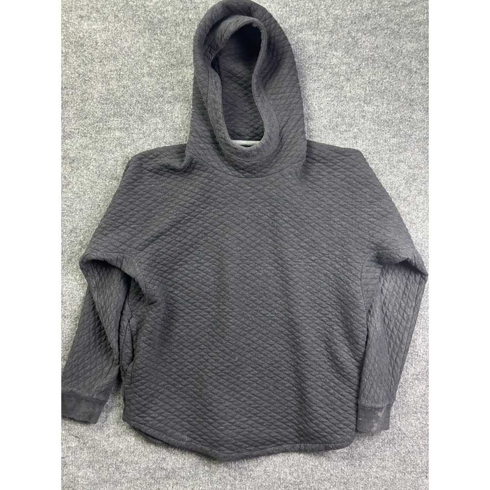 Burton Quilted Hoodie Womens Large Dark Gray BRTN Pullover Diamond Pattern